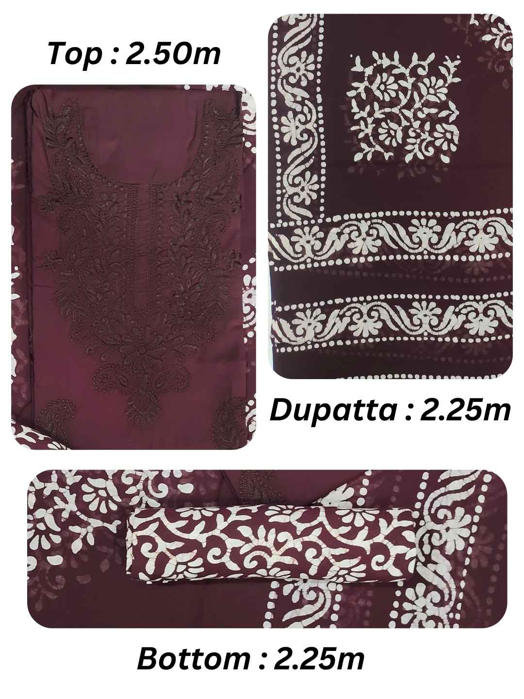 Bombay Batik Pure Cotton Lucknowi Dress Material Batik Handwork – Cofee Colour