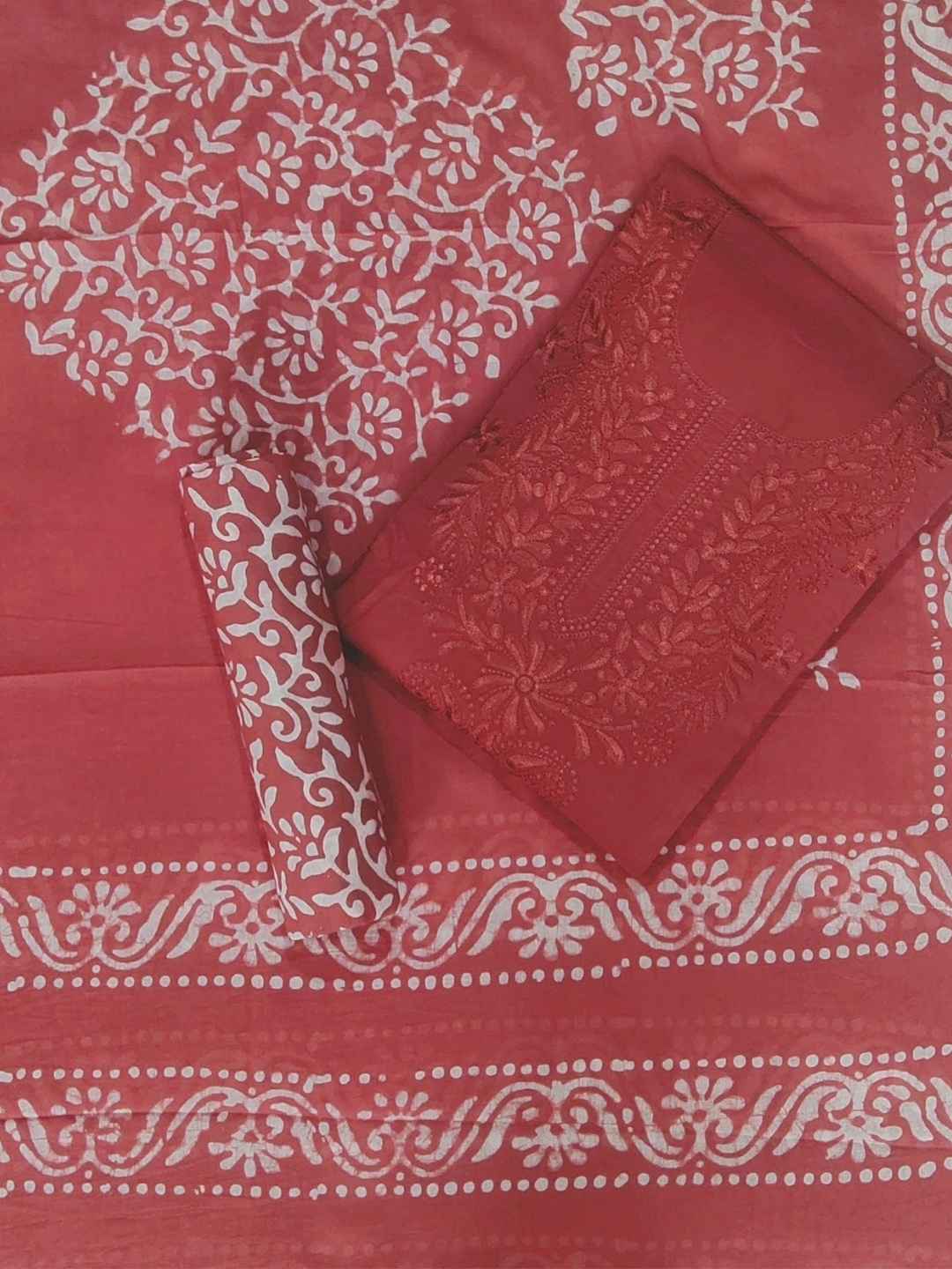 Bombay Batik Pure Cotton Dress Material Traditional Batik with Embroidery-Inspired Designs – Carrot Batik