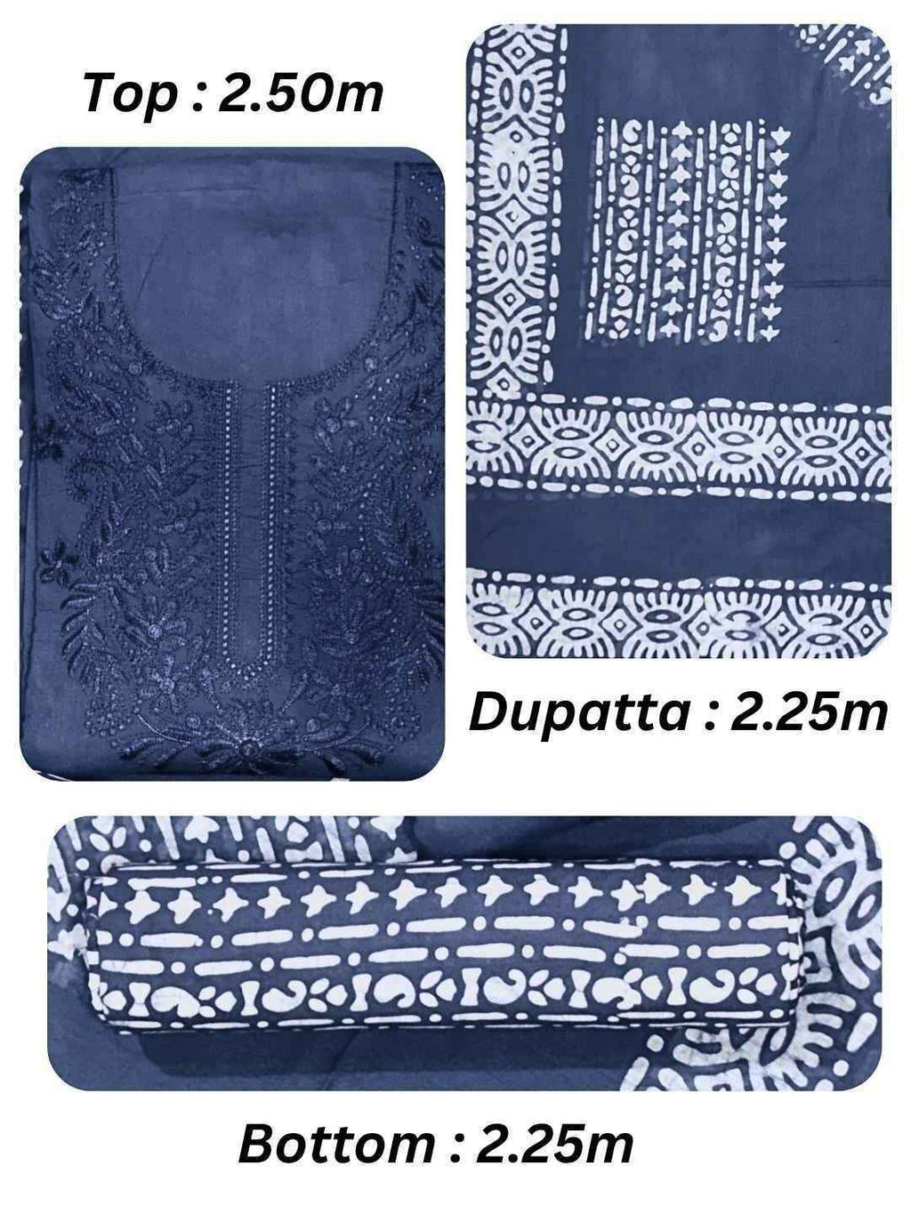 Bombay Batik Pure Cotton Lucknowi Dress Material Batik Handwork – Grey Colour (FD-DM-LK-GY-KJ)