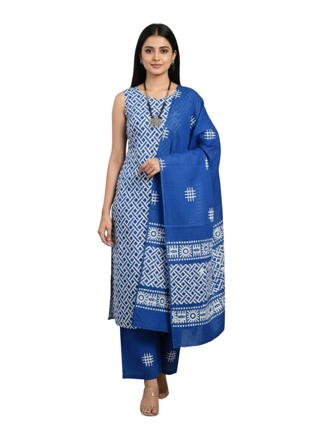 Bombay Batik Pure Cotton Dress Material Handcrafted Batik Design – Blue Batik