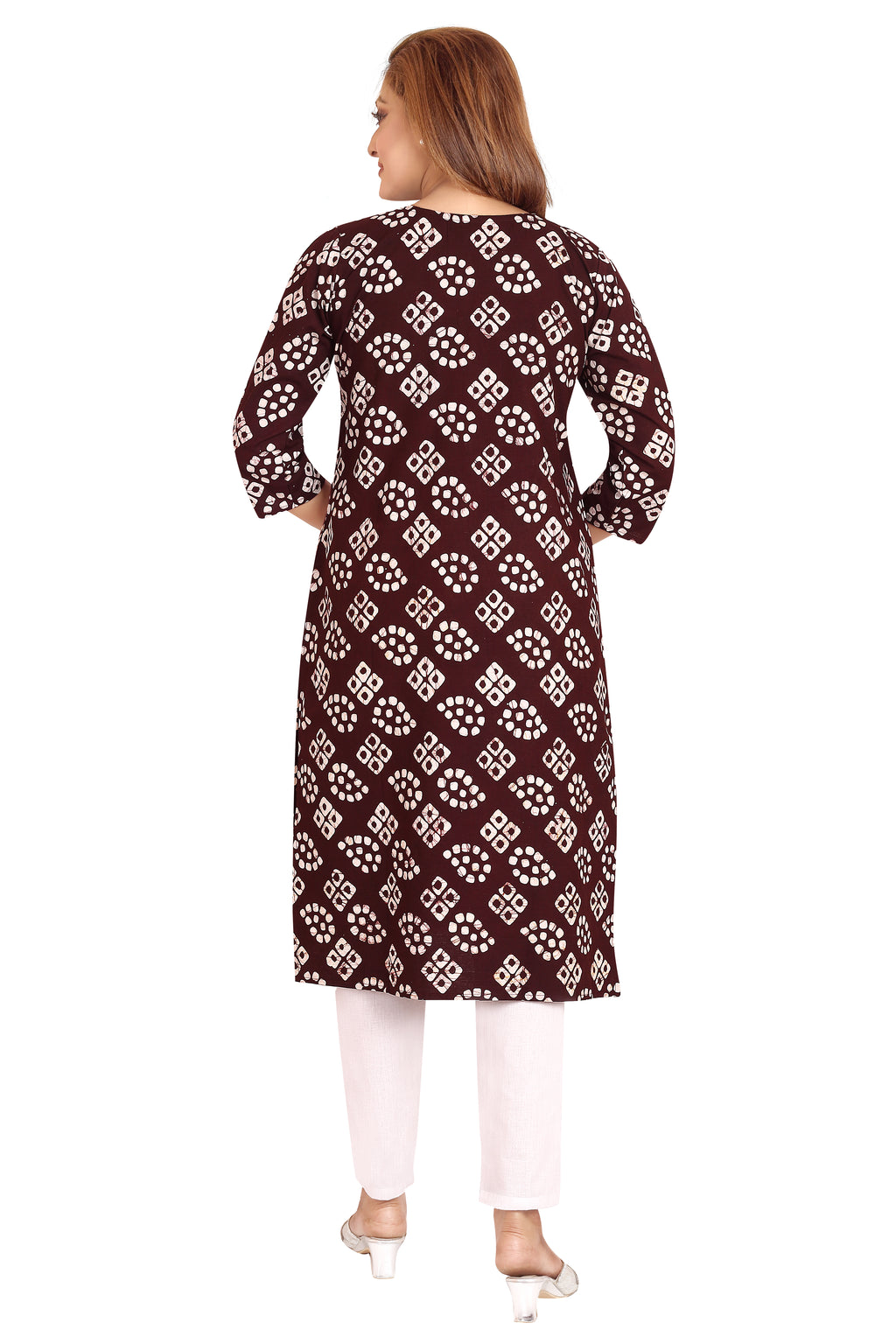 Bombay Batik Pure Cotton Kurtis Batik Handwork – Coffee Colour