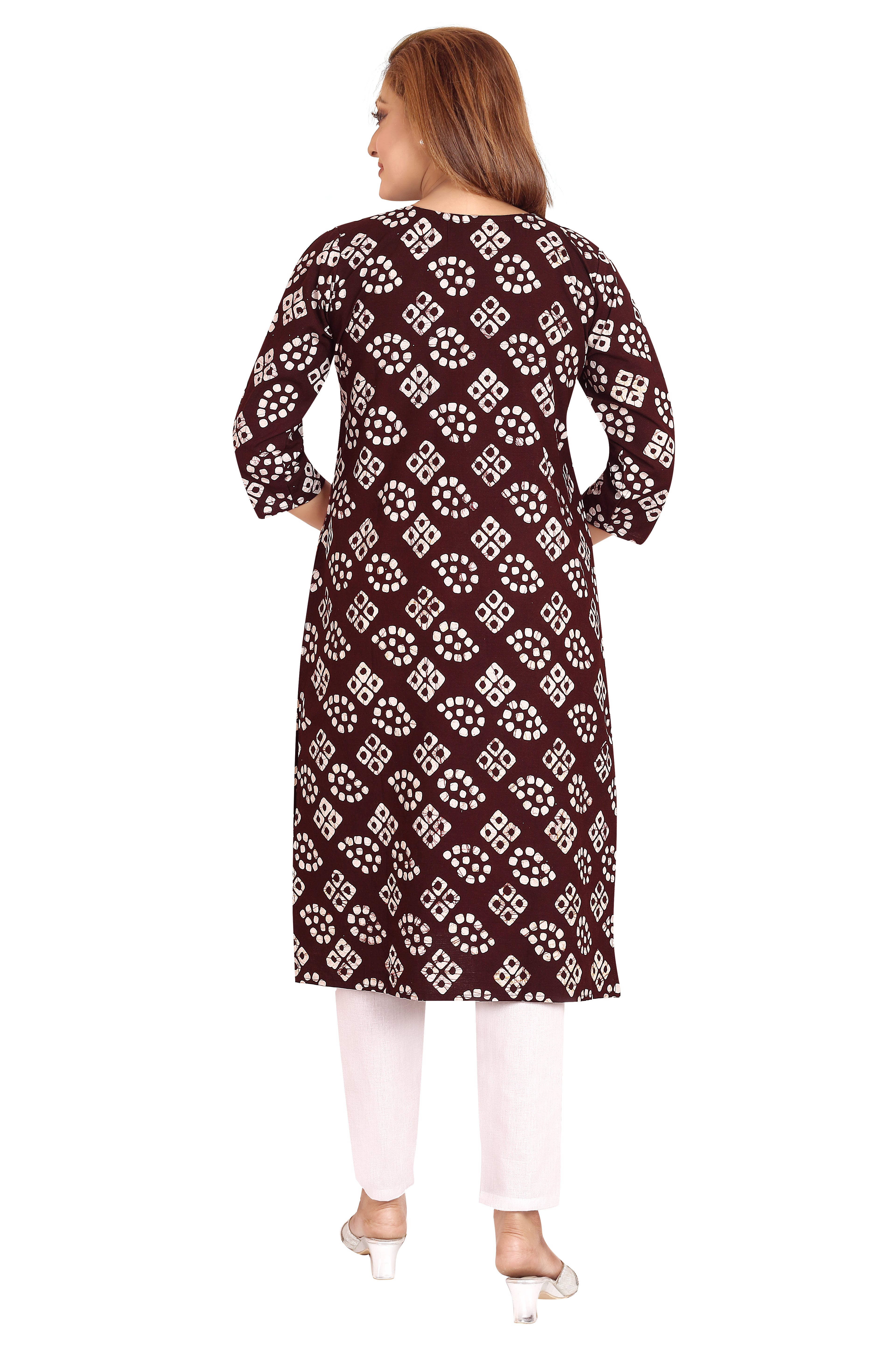 Bombay Batik Pure Cotton Kurtis Batik Handwork – Coffee Colour