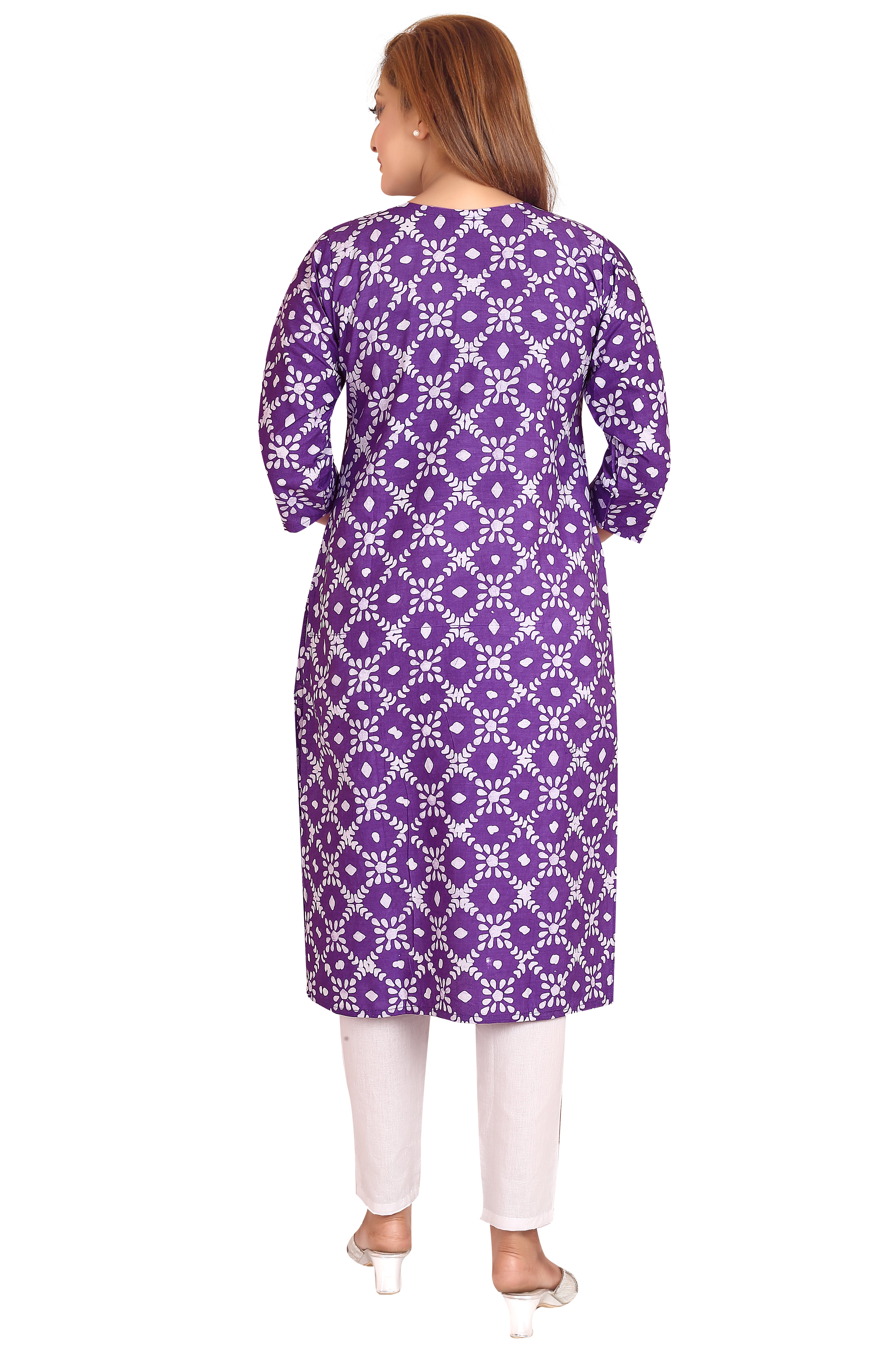 Bombay Batik Pure Cotton Kurtis Batik Handwork – Purple Colour