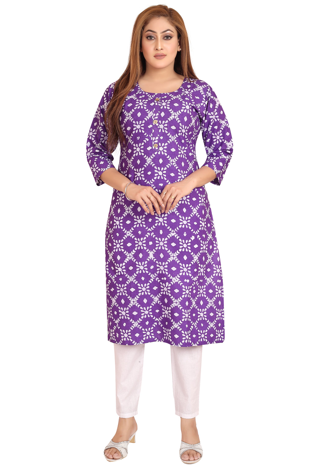 Bombay Batik Pure Cotton Kurtis Batik Handwork – Purple Colour
