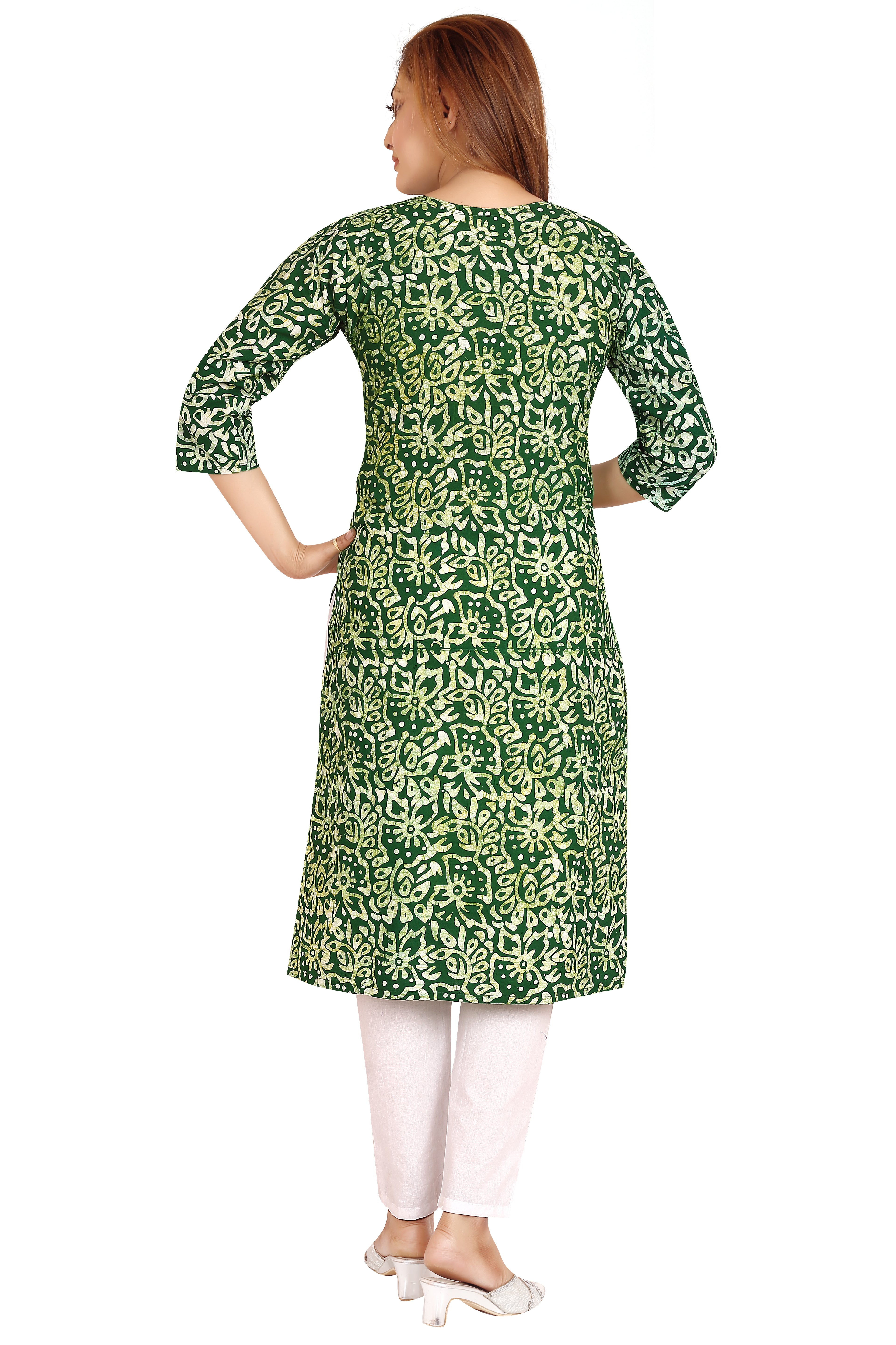 Bombay Batik Pure Cotton Kurtis Batik Handwork – Green Colour
