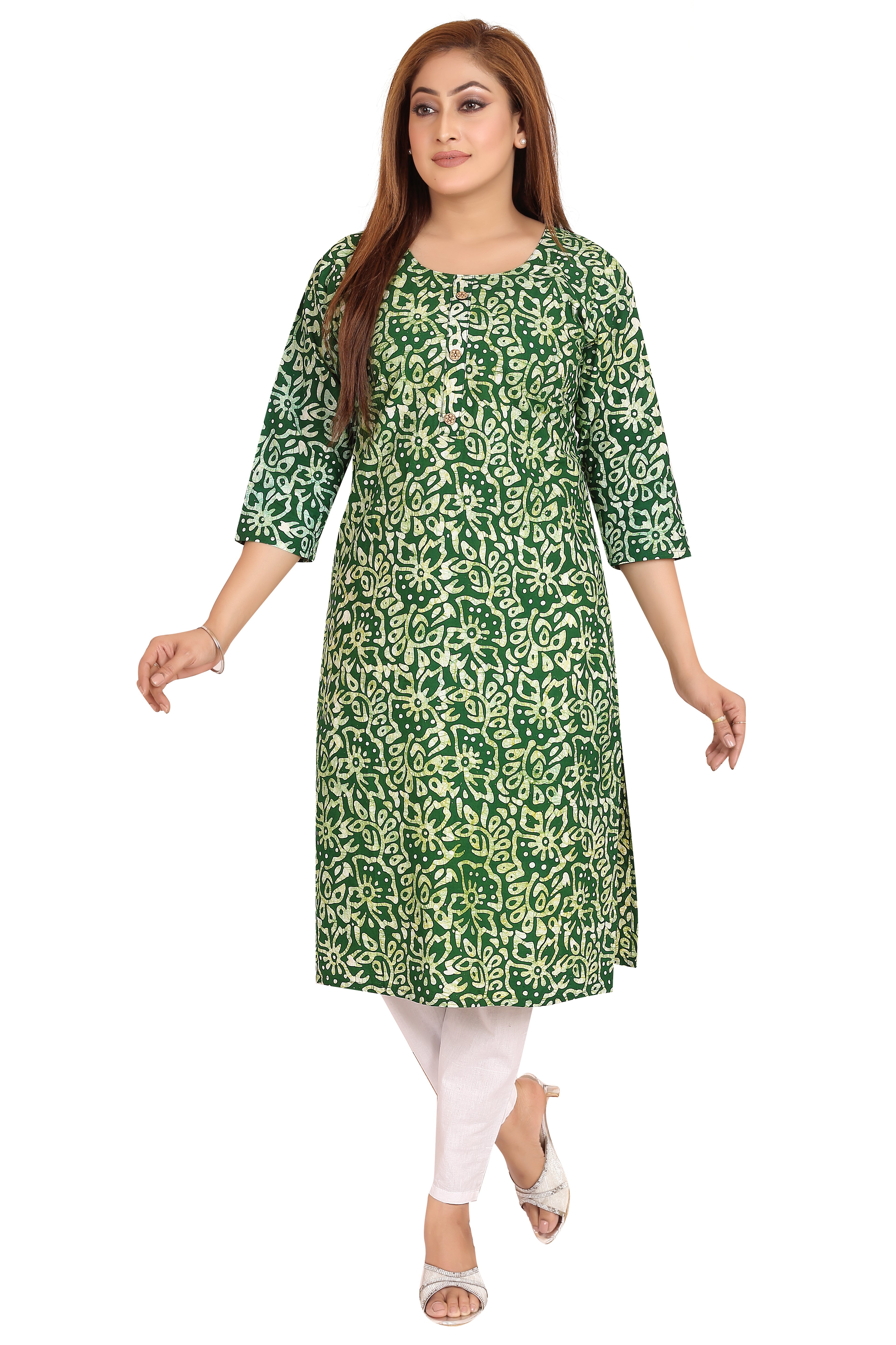 Bombay Batik Pure Cotton Kurtis Batik Handwork – Green Colour