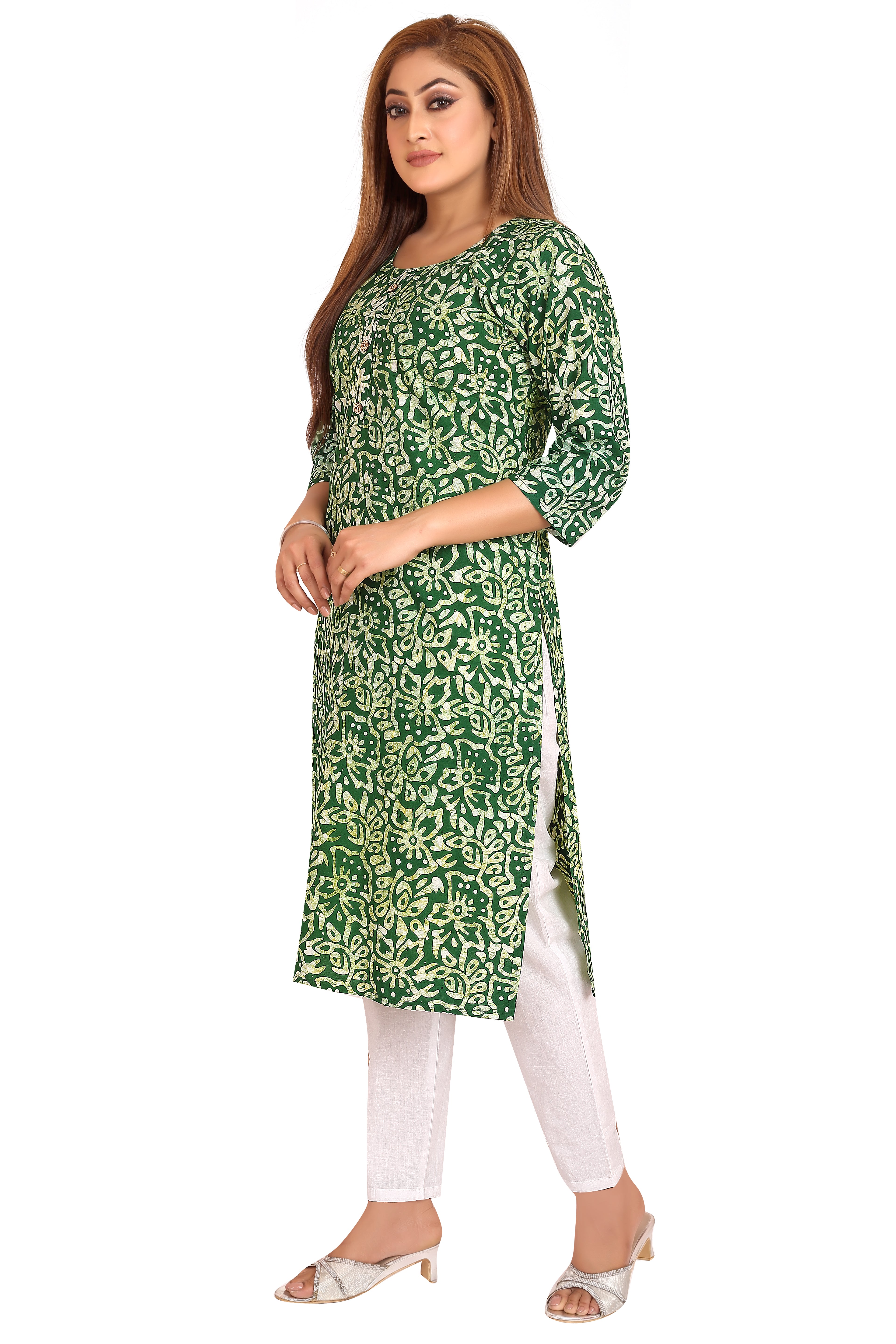 Bombay Batik Pure Cotton Kurtis Batik Handwork – Green Colour