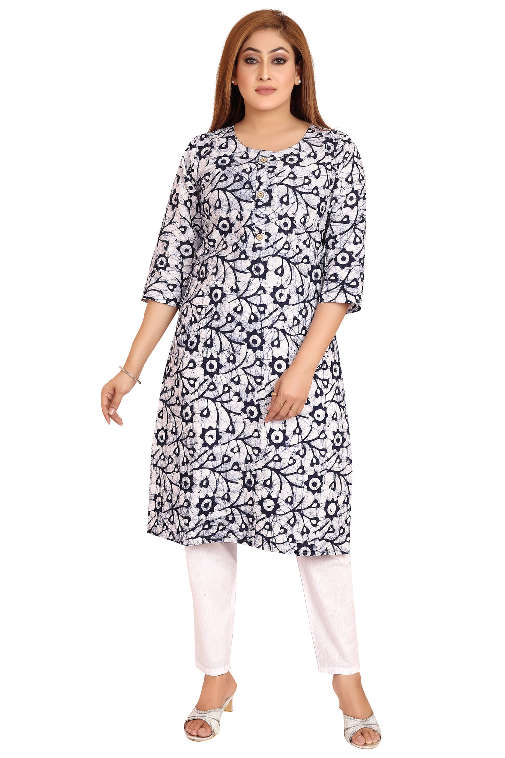 Bombay Batik Pure Cotton Kurtis Batik Handwork – Navy Blue Colour