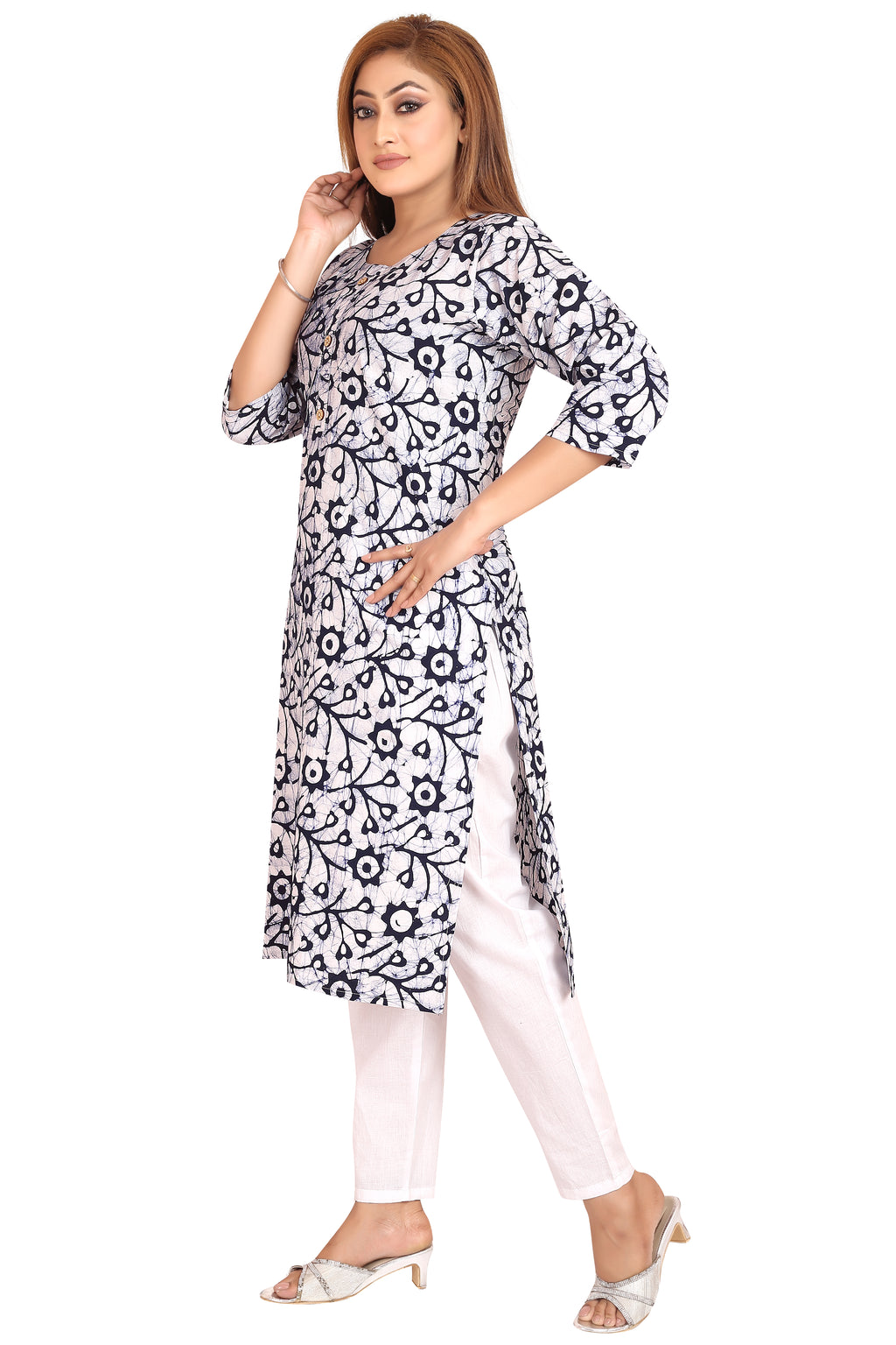 Bombay Batik Pure Cotton Kurtis Batik Handwork – Navy Blue Colour