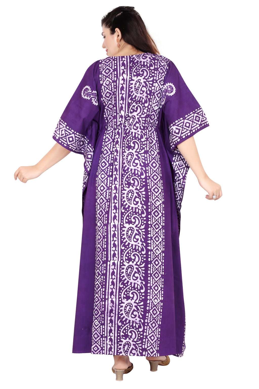 Bombay Batik Pure Cotton Kaftan Batik Handwork – Purple Colour