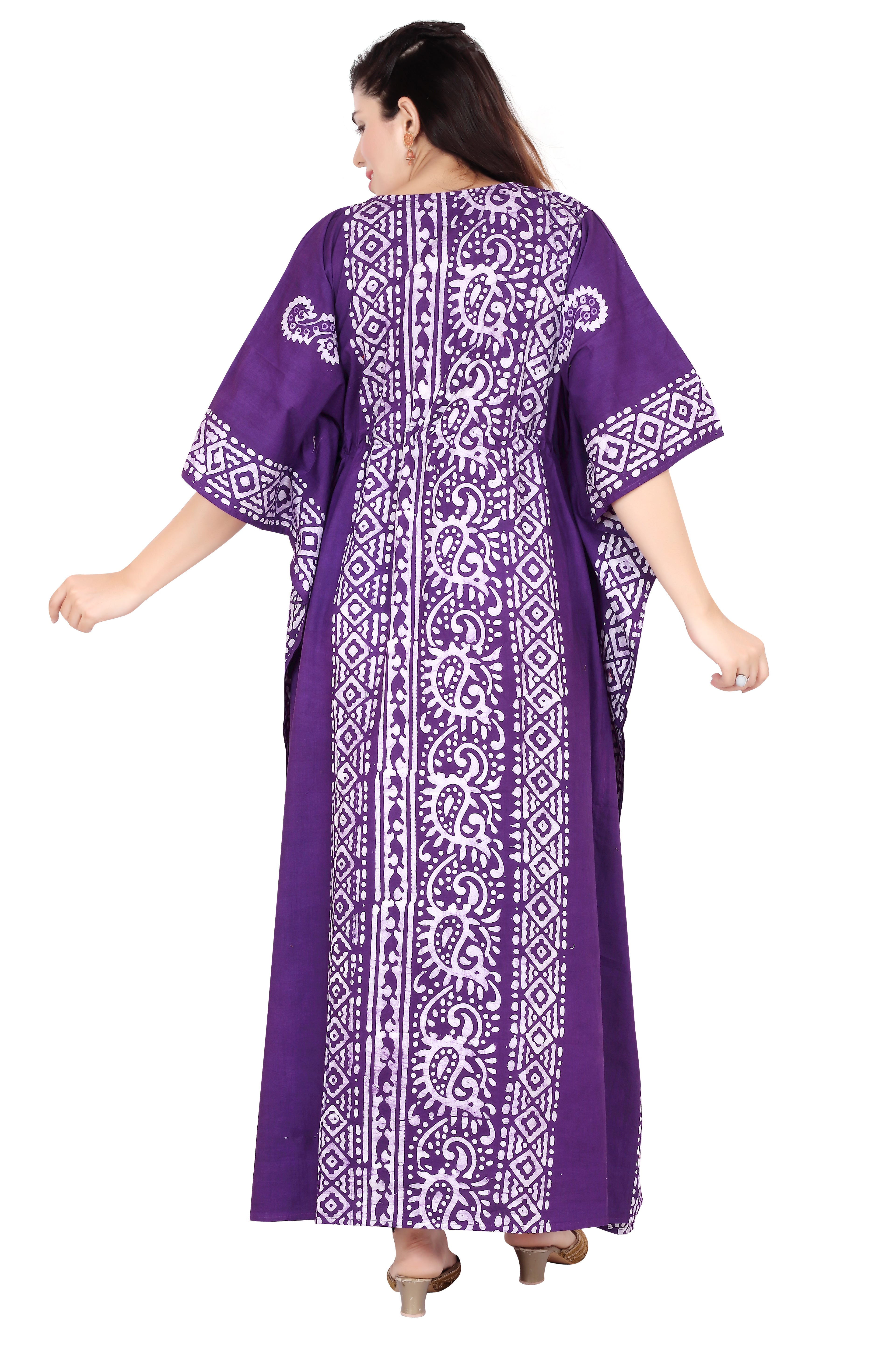 Bombay Batik Pure Cotton Kaftan Batik Handwork – Purple Colour