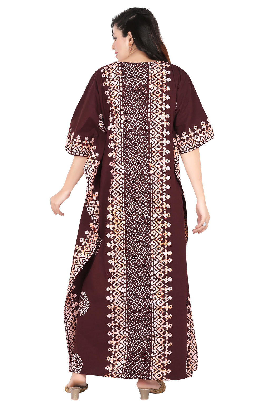 Bombay Batik Pure Cotton Kaftan Hand Block Printing – Maroon Colour