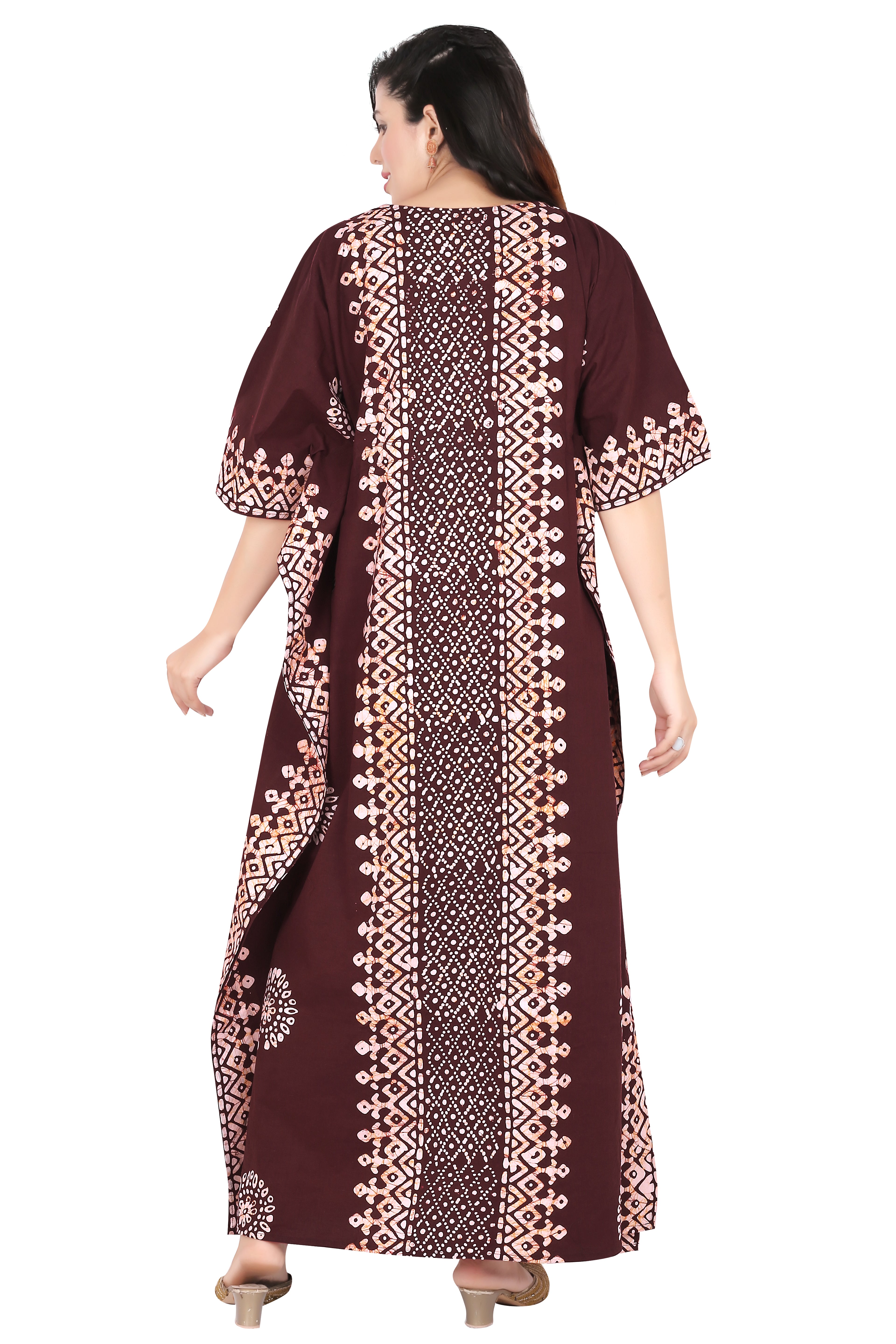 Bombay Batik Pure Cotton Kaftan Hand Block Printing – Maroon Colour