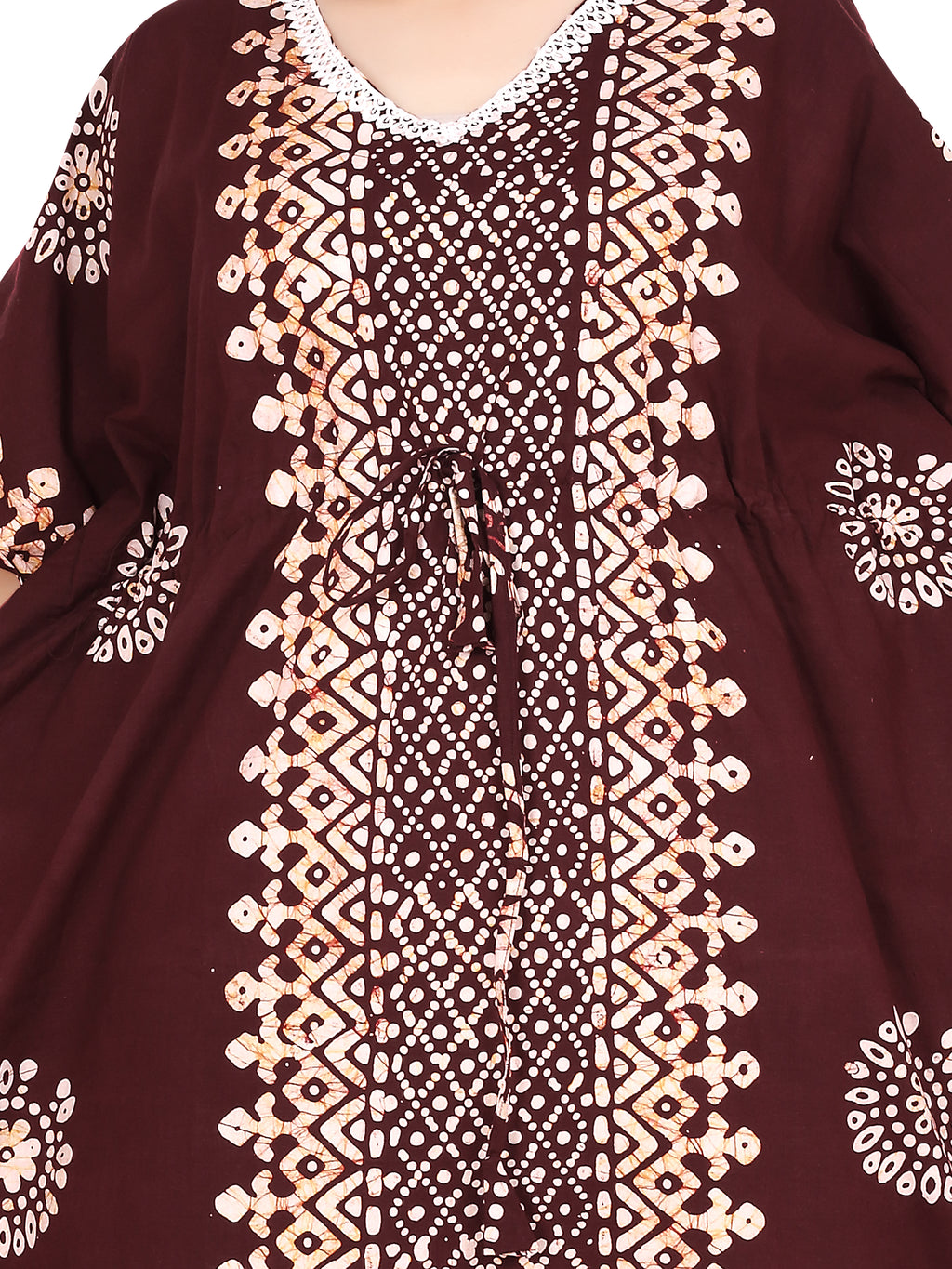 Bombay Batik Pure Cotton Kaftan Hand Block Printing – Maroon Colour