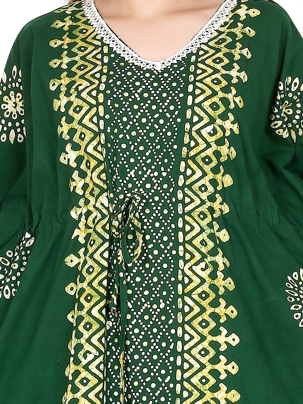 Bombay Batik Pure Cotton Kaftan Batik Handwork – Green Colour