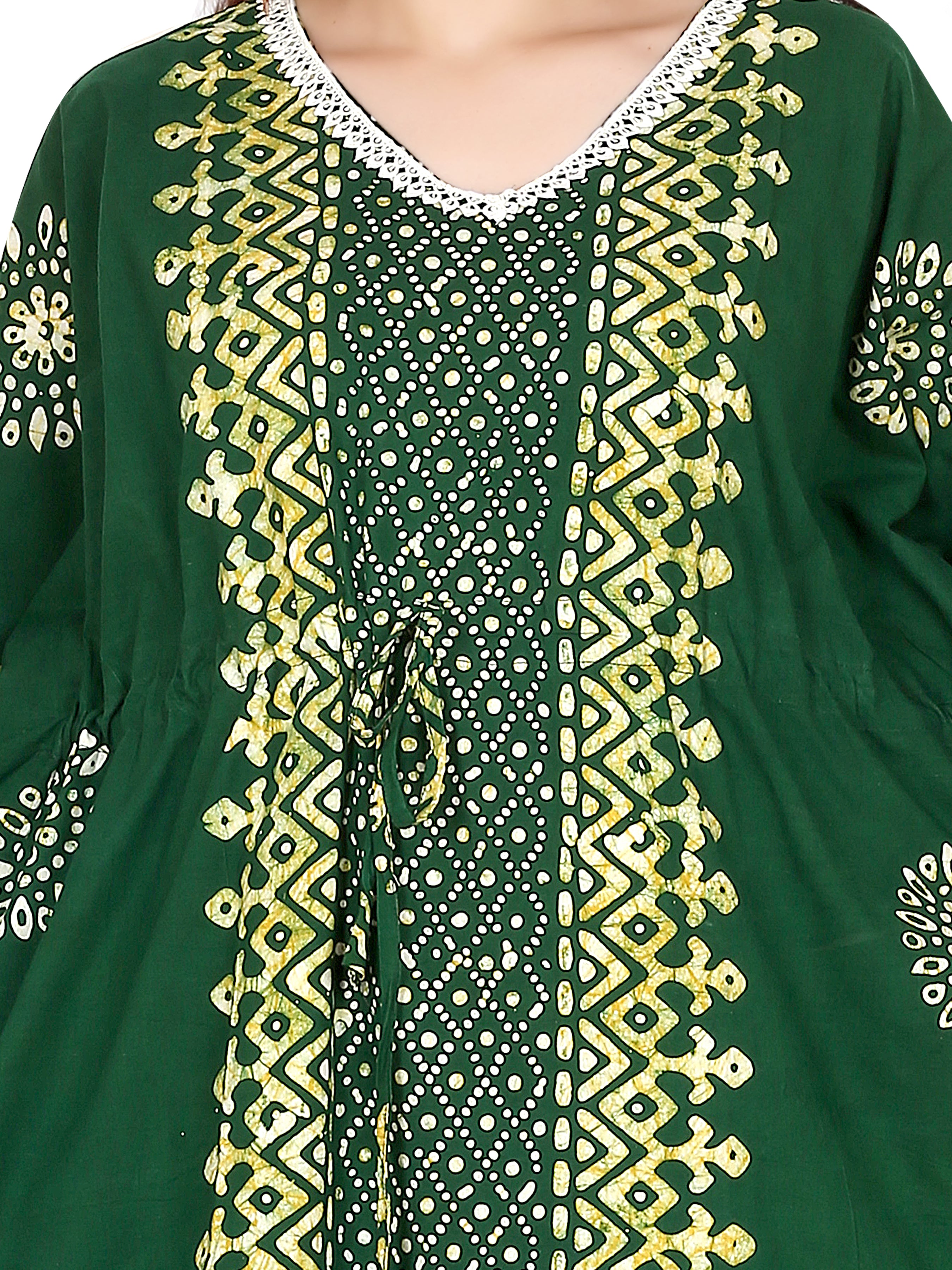 Bombay Batik Pure Cotton Kaftan Batik Handwork – Green Colour