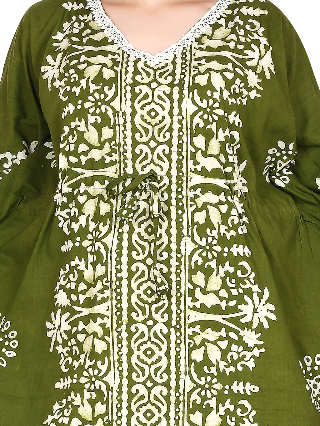 Bombay Batik Pure Cotton Kaftan Batik Handwork – Mehndi Colour