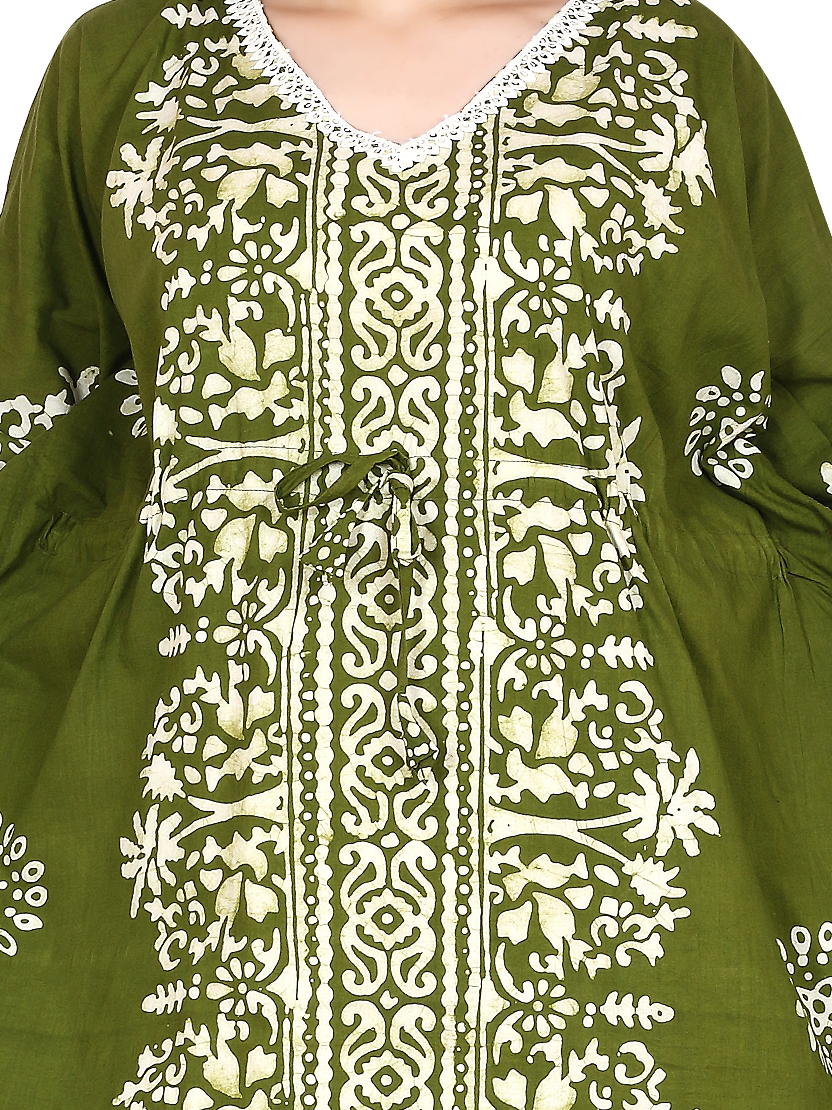 Bombay Batik Pure Cotton Kaftan Batik Handwork – Mehndi Colour