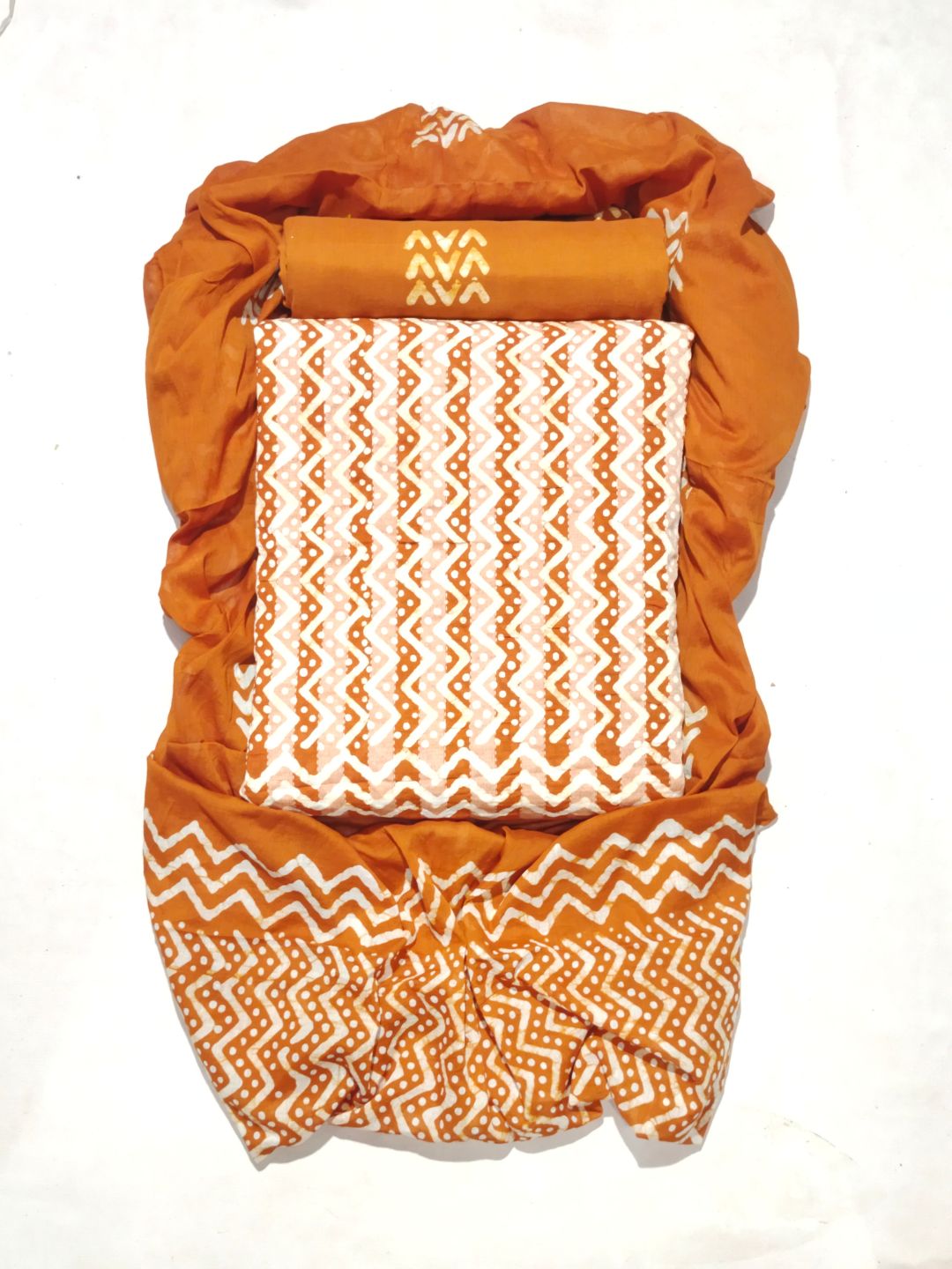 Mustard Elegant Pure Cotton Dress Material With Dupatta