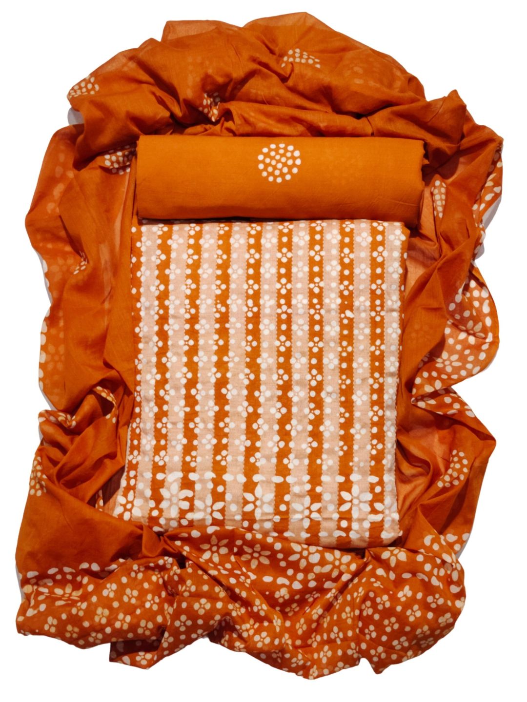 Mustard Soft  Printed Cotton Suit Set With Dupatta