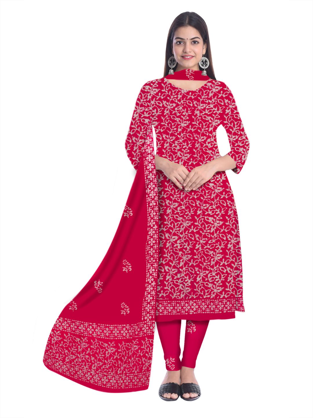 Pink Elegant Printed Salwar Suit With Dupatta