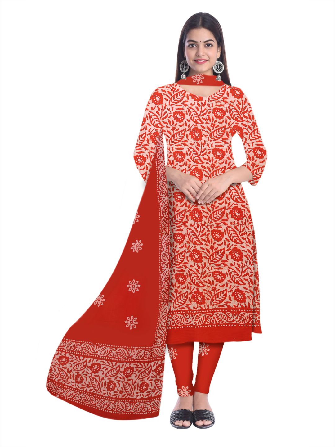 Orange Elegant Pure Salwar Suit Set With Dupatta