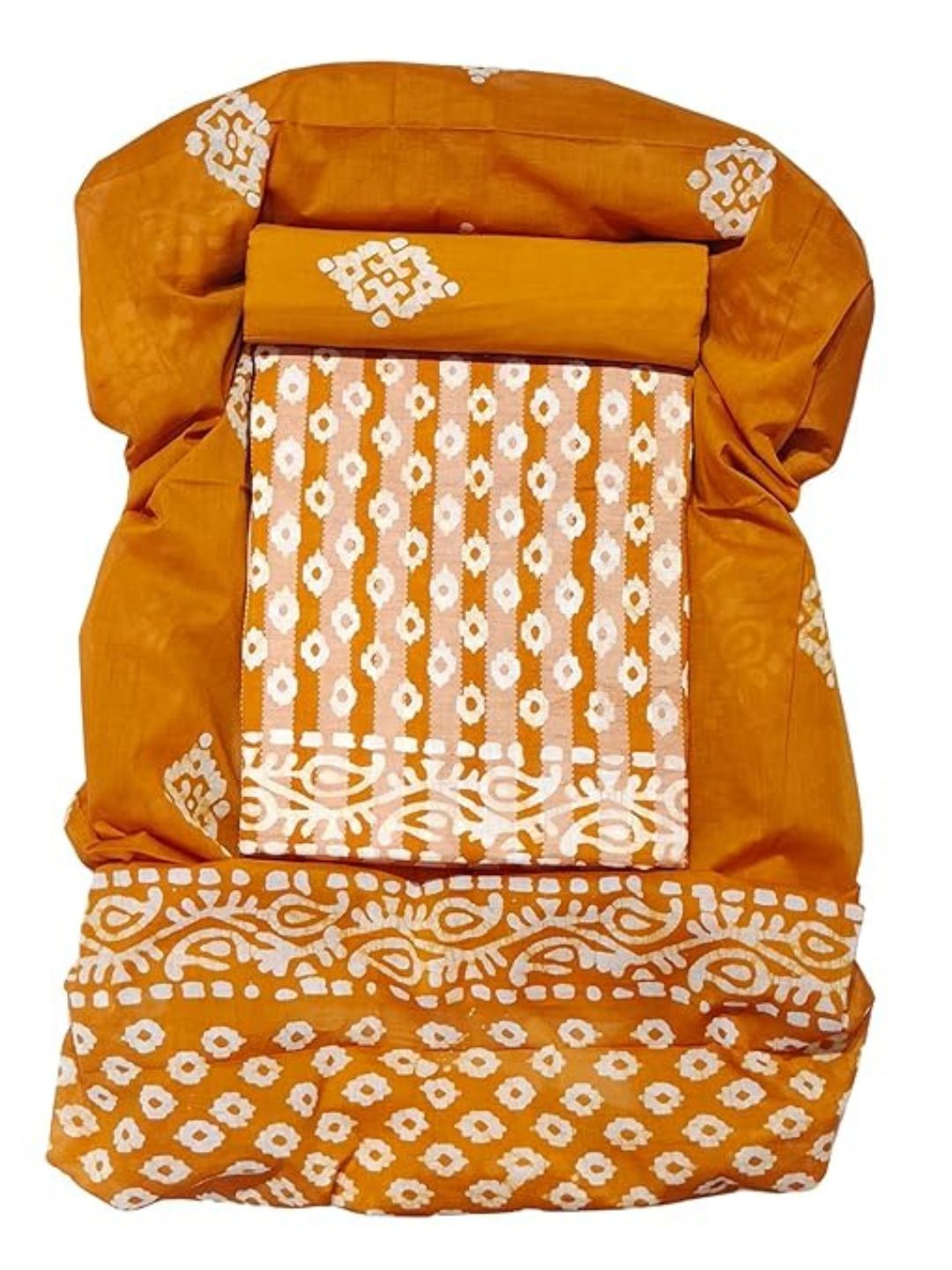Mustard Unstitched  Pure Cotton Suit Set With Dupatta