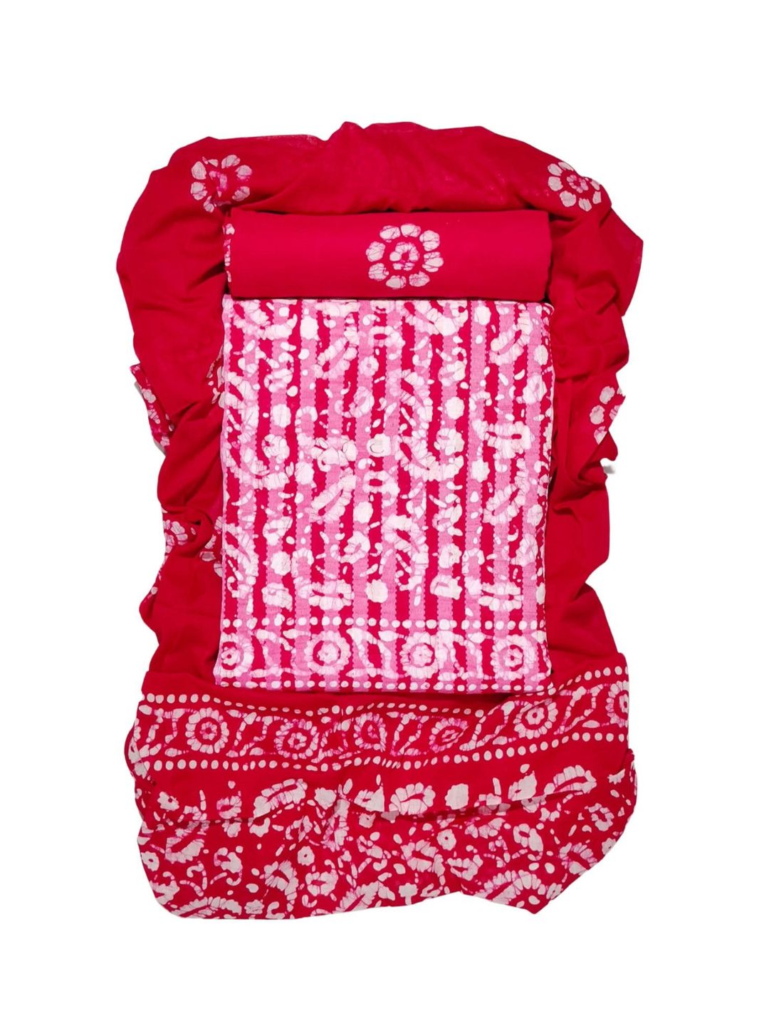 Pink Soft  Batik Print Churidar Material With Dupatta