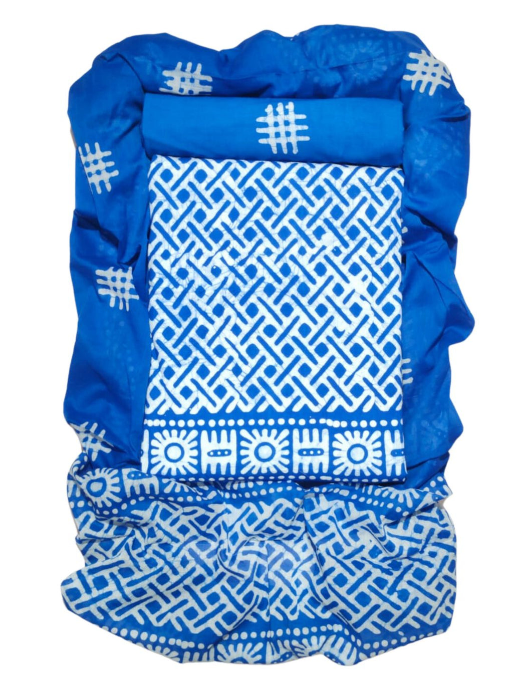 Bombay Batik Pure Cotton Dress Material Handcrafted Batik Design – Blue Batik