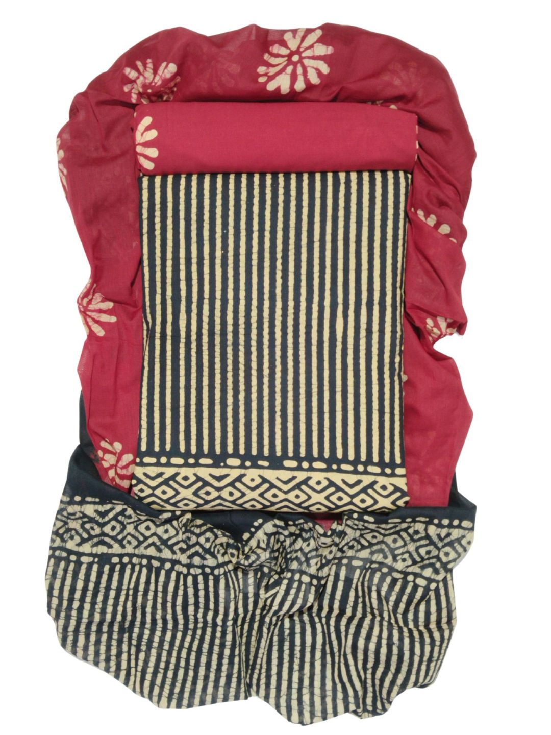 Bombay Batik Pure Cotton Dress Material Batik Handwork – Black Red ck Colour