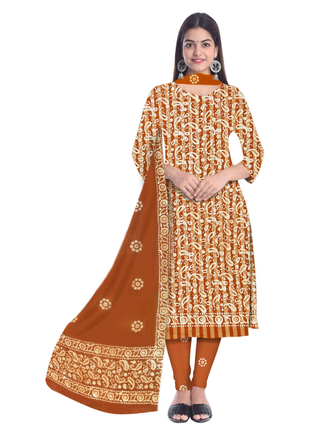 Mustard Hand Block Pure Salwar Suit Set With Dupatta