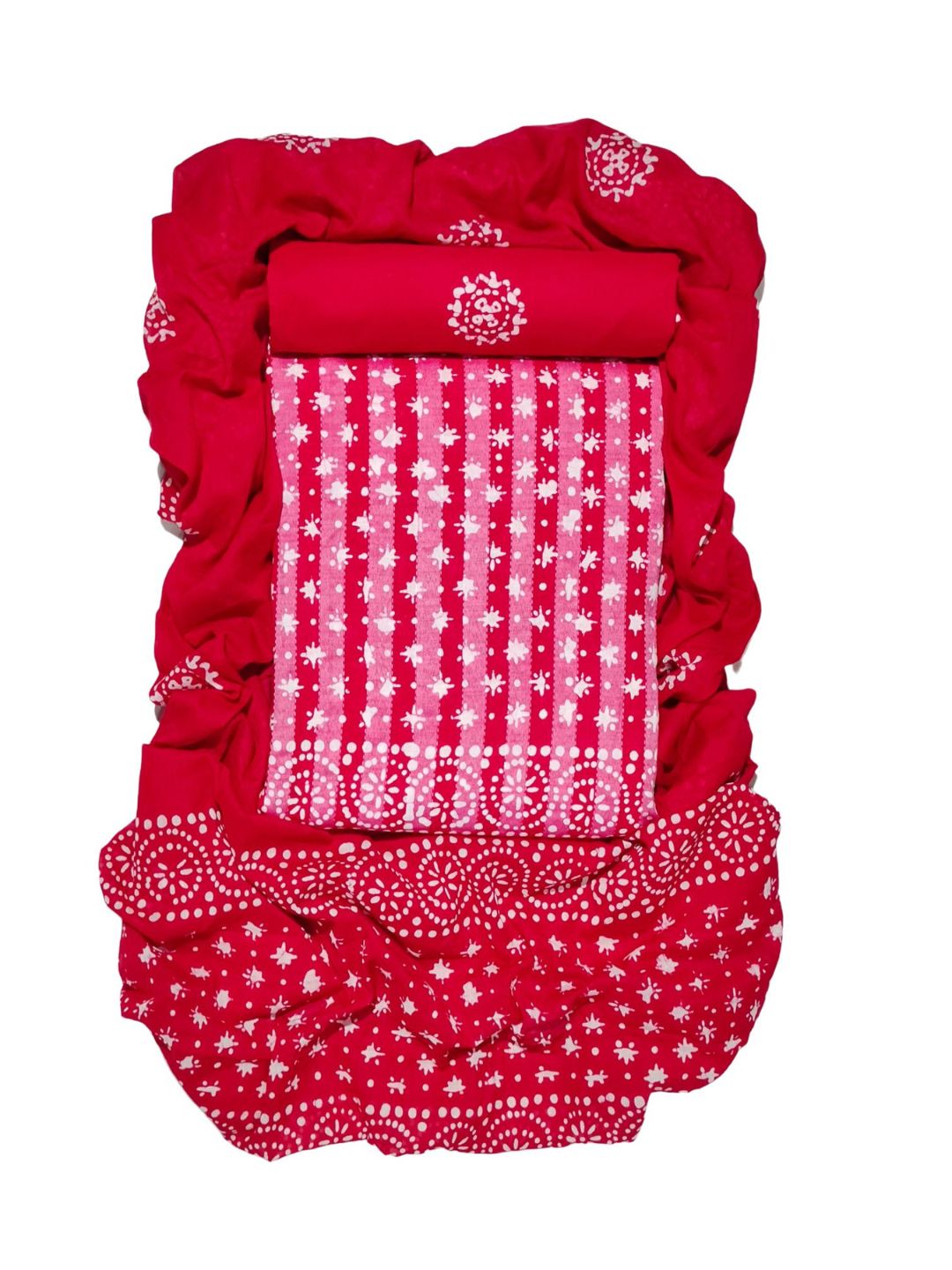 Pink Unstitched  Pure Cotton Suit Set With Dupatta