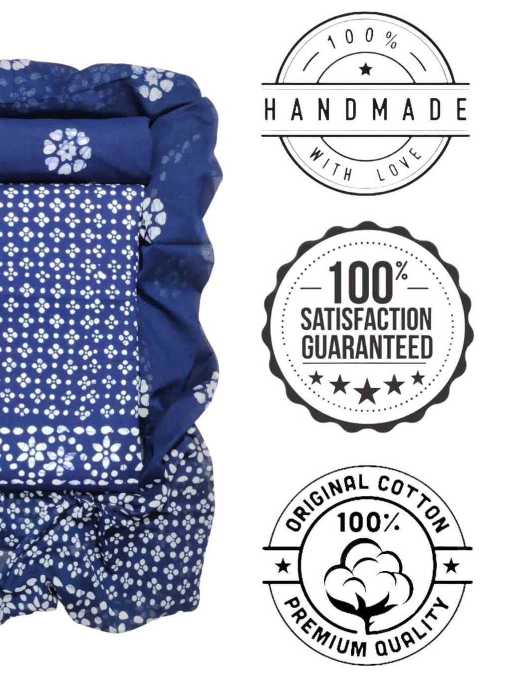 Bombay Batik Pure Cotton Dress Material Manual Wax Dye Process – Navy Blue Batik