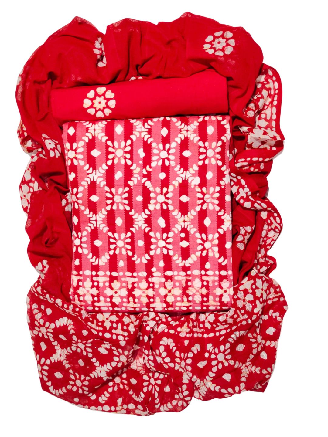 Red Soft  Printed Salwar Suit With Dupatta