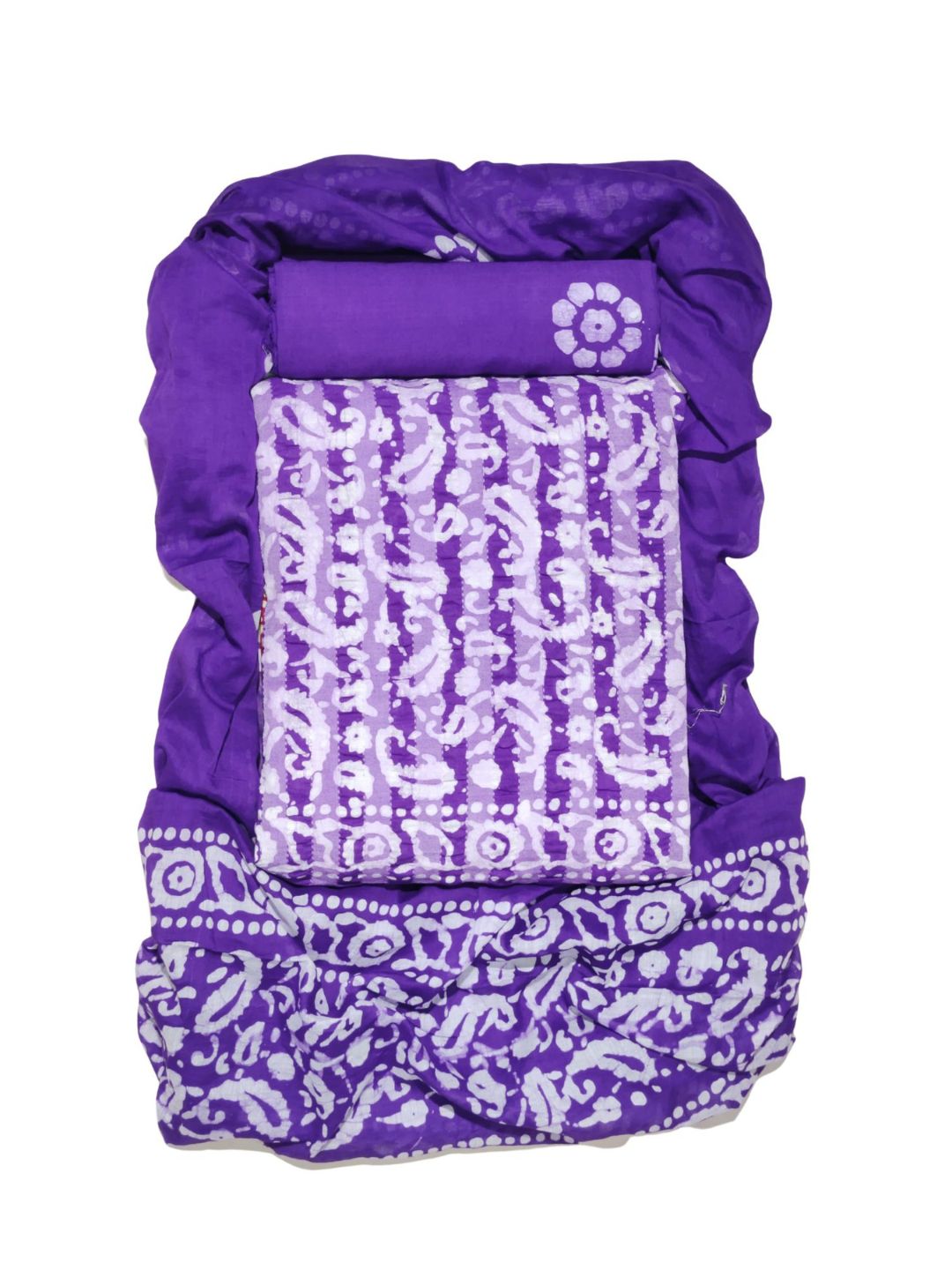 Purple Soft  Printed Cotton Suit Set With Dupatta