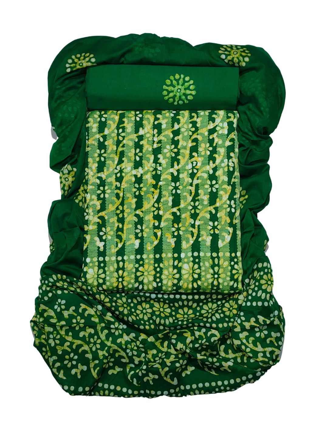 Green Elegant Pure Cotton Dress Material With Dupatta