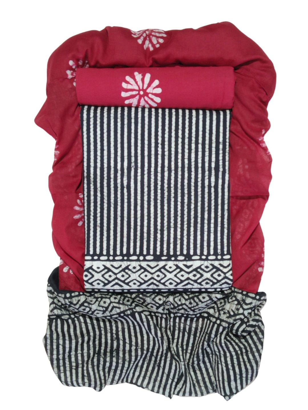 Bombay Batik Pure Cotton Dress Material Batik Handwork – Black Red Colour