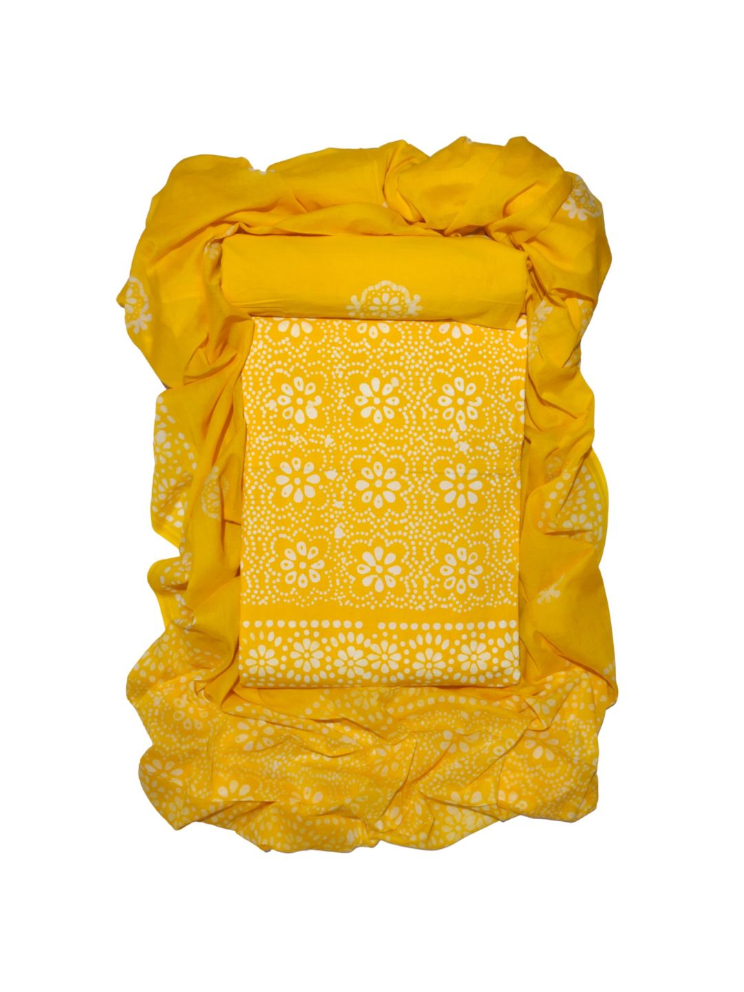 Bombay Batik Pure Cotton Dress Material Batik printed Yellow Colour