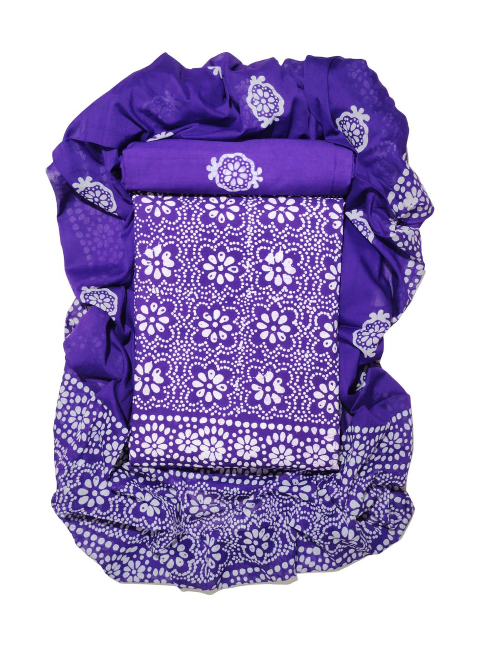 Bombay Batik Pure Cotton Dress Material Hand-Dyed Print – Purple Batik