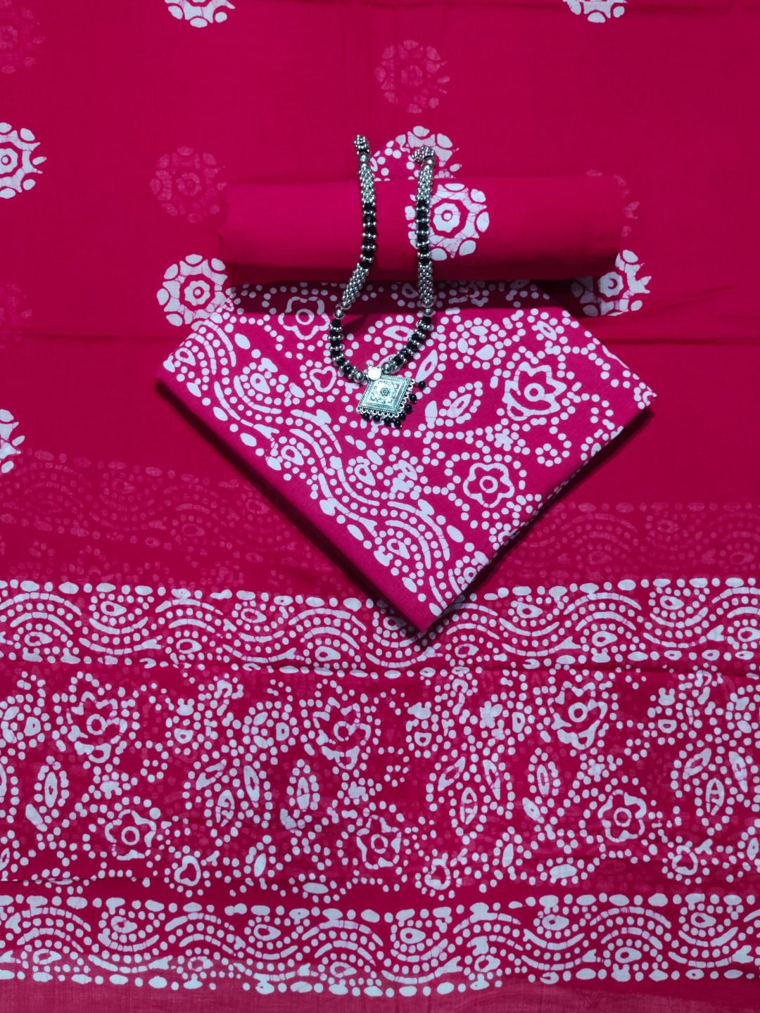 Pink Elegant Printed Cotton Suit Set With Dupatta