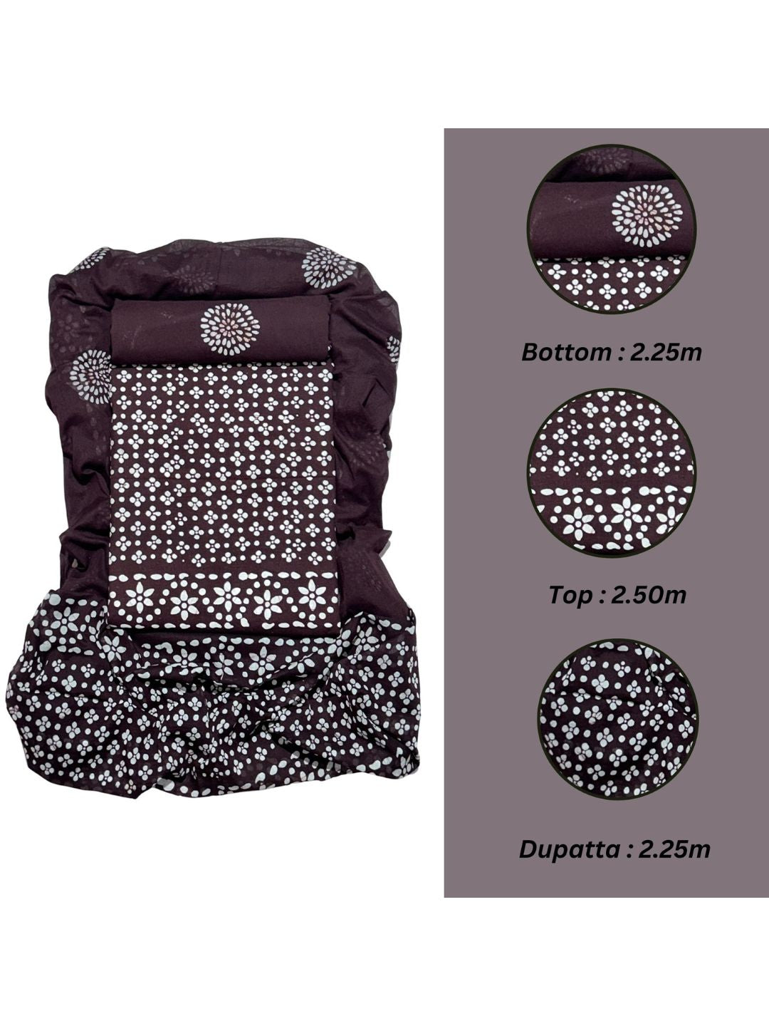 Easy Pure Cotton Single Shade Coffee Unstitched Dress Material with Cotton Dupatta (Ethnic Wear)