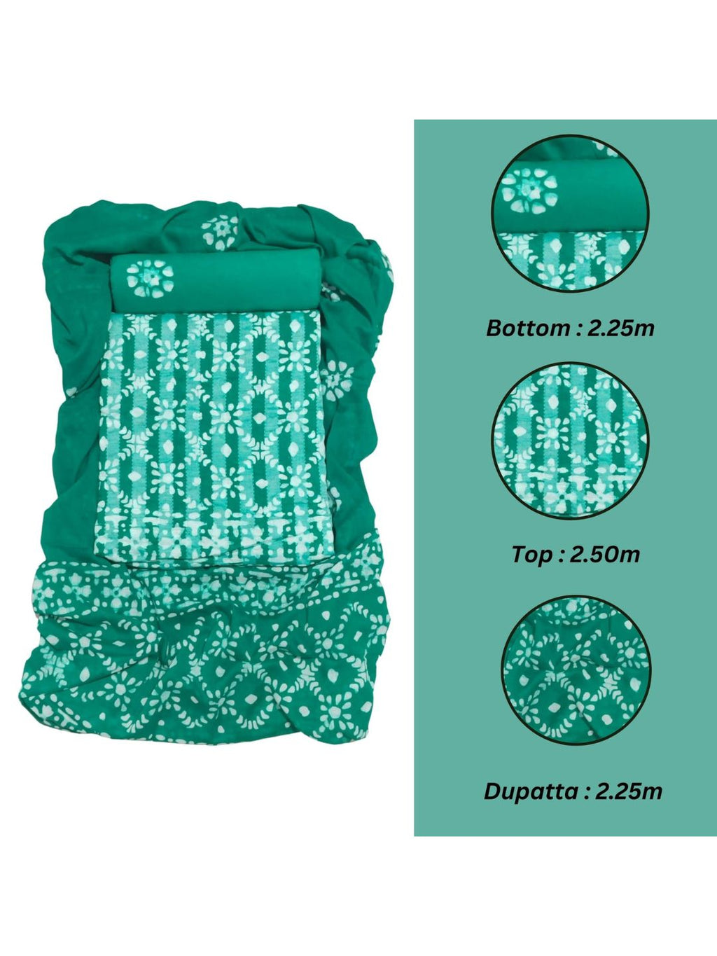 Teal Green Soft Pure Cotton Dress Material With Dupatta
