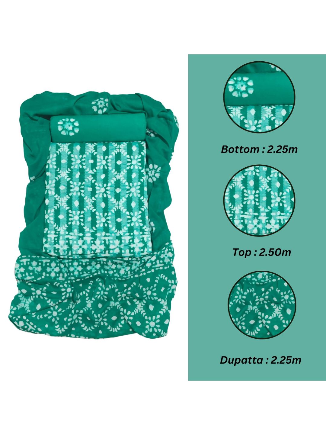 Teal Green Soft Pure Cotton Dress Material With Dupatta