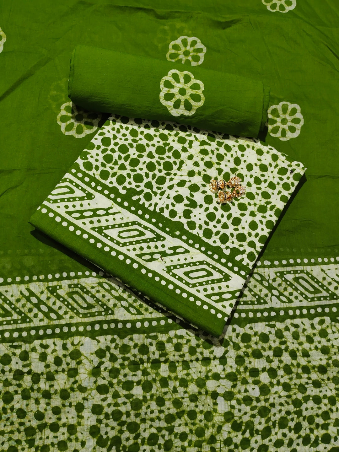 Mehndi Hand Block Printed Salwar Suit With Dupatta