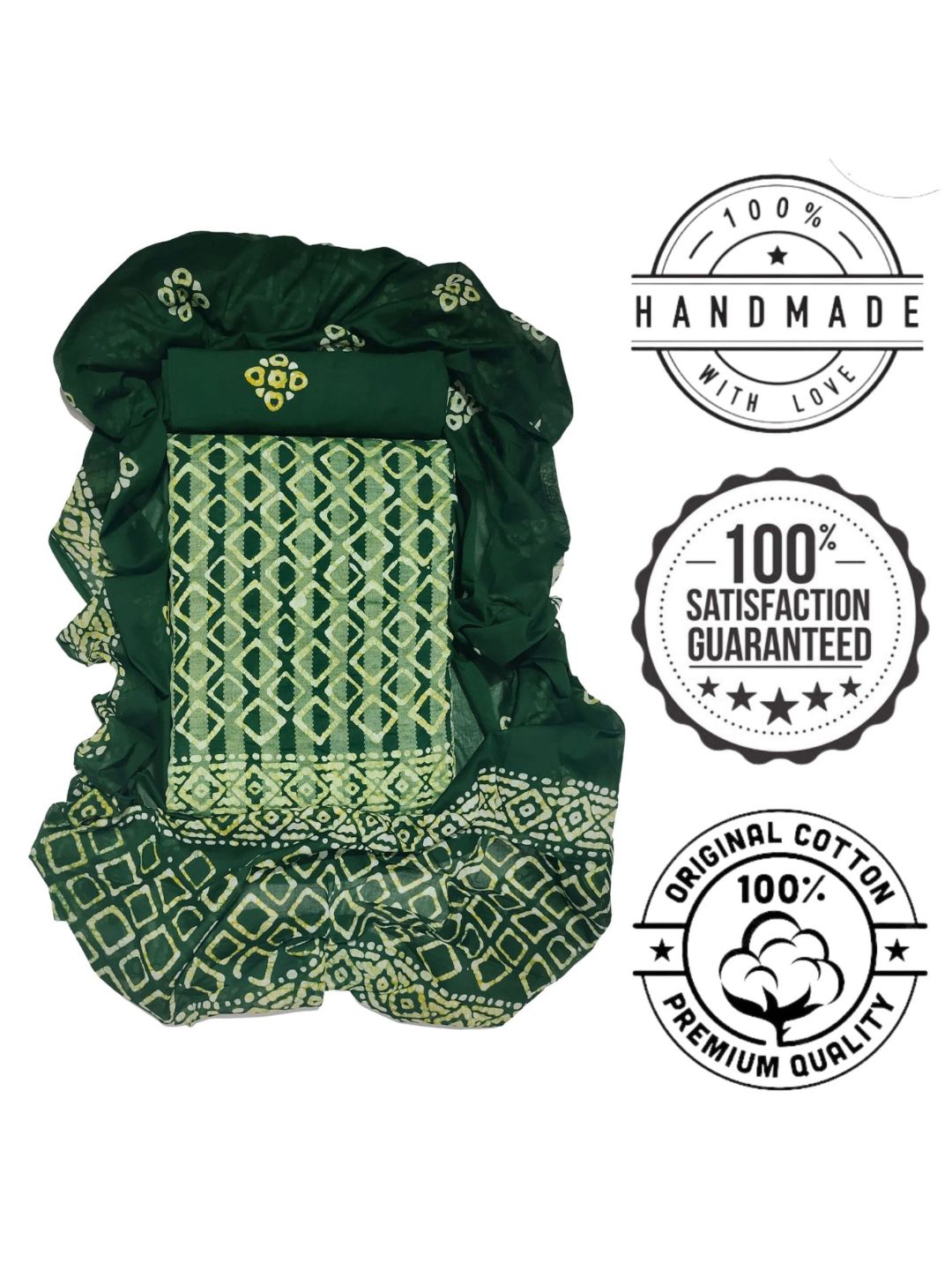 Green Ethnic Printed Churidar Material With Dupatta