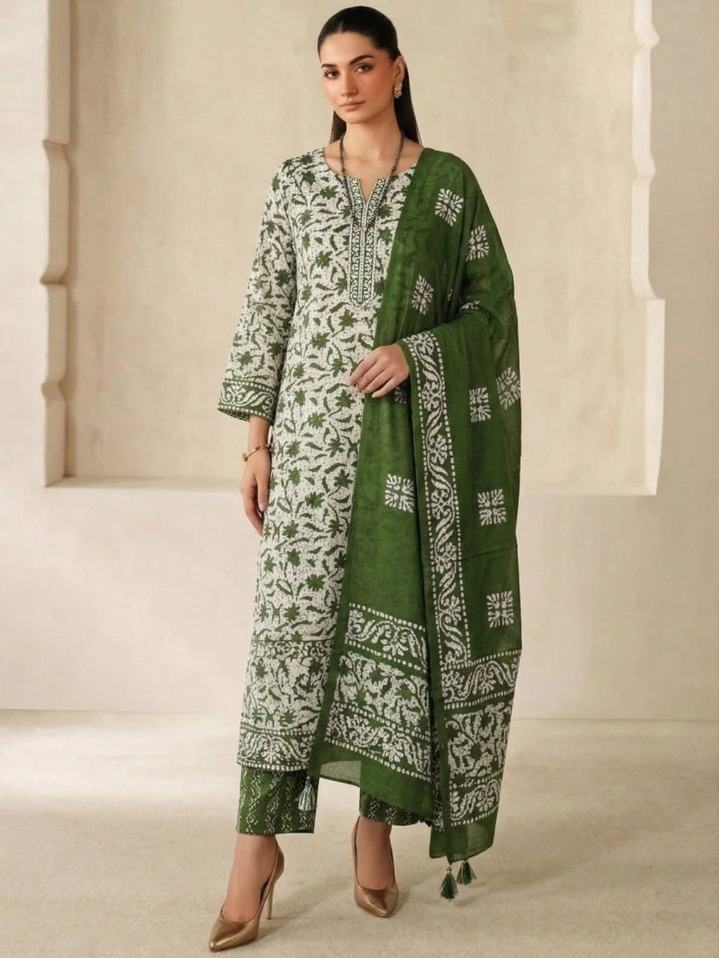 Bombay Batik Pure Cotton Dress Material Handcrafted Batik Design – Mehndi Batik