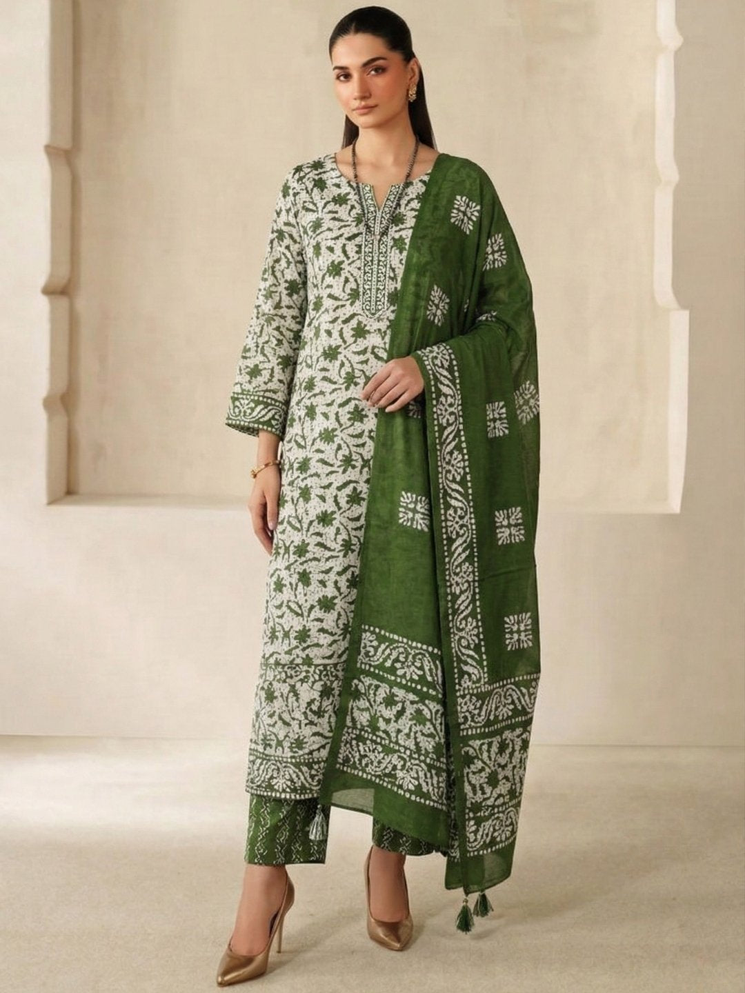 Bombay Batik Pure Cotton Dress Material Handcrafted Batik Design – Mehndi Batik