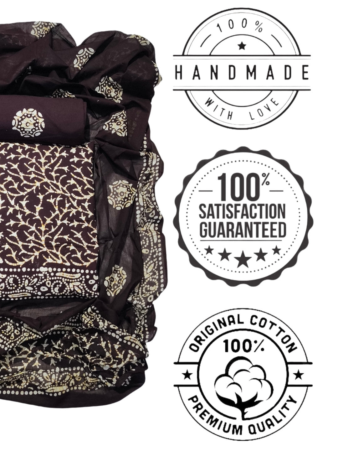 Bombay Batik Pure Cotton Dress Material Block-Wax Printing Technique – Cofee Batik