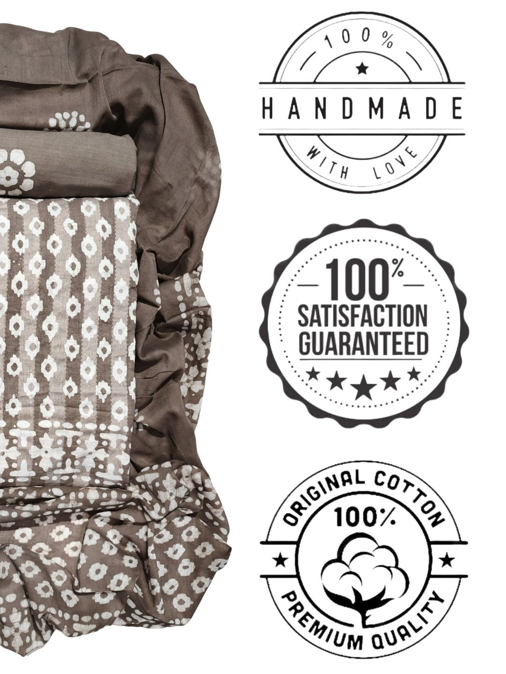 Bombay Batik Pure Cotton Dress Material Block-Wax Printing Technique – Lakda Brown Batik
