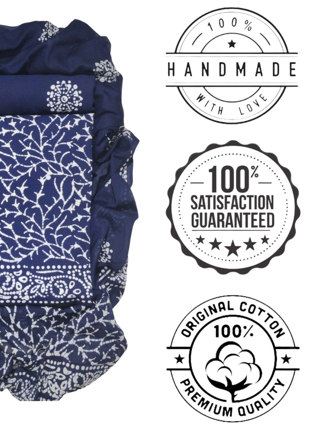 Bombay Batik Pure Cotton Dress Material Ethnic Batik Crafting – Navy Blue Batik